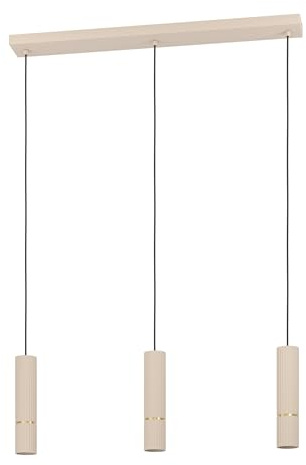Eglo Caminia Lámpara colgante led con 3 bombillas, ideal para colocar encima de la mesa del comedor, de metal en beis y dorado, bombilla GU10, blanco cálido