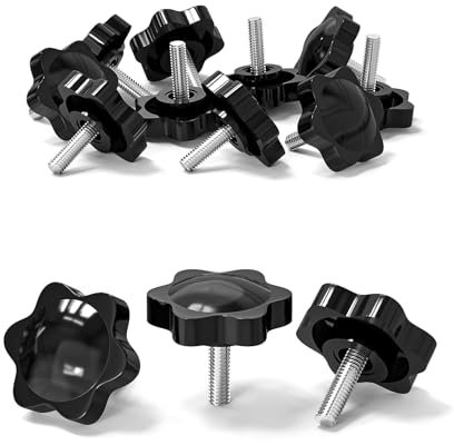 ORTAVA 10 Stück Sterngriffschraube, Schrauben mit Griff M5x16mm, Rändelschraube, Sternkopfschraube, Sterngriffmutter, Klemmknopf für Werkzeugmaschine, Maschine(Schwarz)