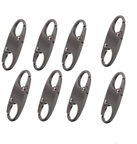 Naisfei 8 Pcs Zipper Clip Theft Deterrent, Zipper Locks for Backpacks, Double Opening Zipper Pull Tab, Keychain Key Holder for Backpacks,Clothing, Suitcase,Purse Closed (Gun black)