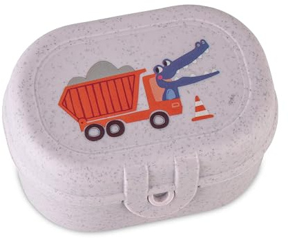 Koziol PASCAL MINI TRUCKS Snackbox | Lunchbox mit Clipverschluss | für Kinder | biozirkulärer Kunststoff, bruchfest, spülmaschinengeeignet | Schule, Kindergarten, Kita, Reise (organic purple grey)