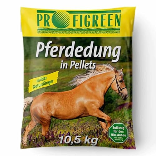 ProfiGreen Pferdedung in Pellets 10,5 kg | Gekörnter Pferdemist als Dünger für Garten, Rasen und Beete | ideal für Startdüngung, natürliche Nährstoffversorgung | Rosendünger
