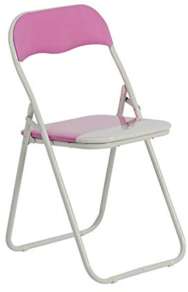 Harbour Housewares Padded Folding Chair - Pink - Pack of 1 - Easy Store Metal Frame Foldable Desk Chair for Office, Dining, Kitchen