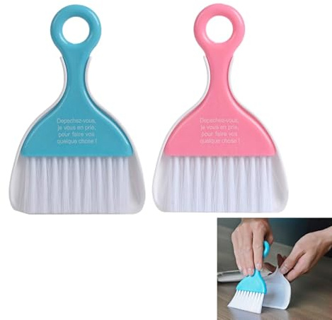 2 Pcs Mini Dustpan Set Brush for Table Whisk Brooms Small Dustpan Broom Set Mini Dust Pans with Brush Tiny Cleaning Table Sweep