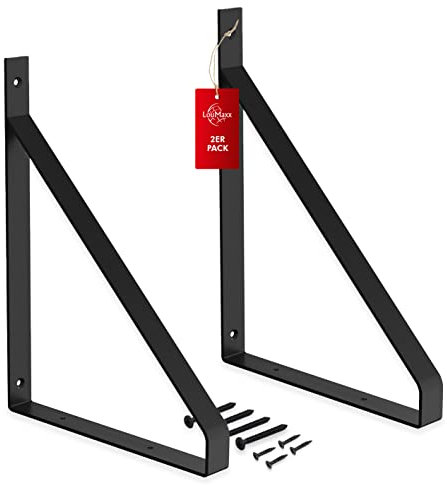 LouMaxx Regalhalterung GINO 2er Set Regalträger, Design Regalhalter in Schwarz, Regalwinkel, Moderne Wandregal Halterung 30x22 cm