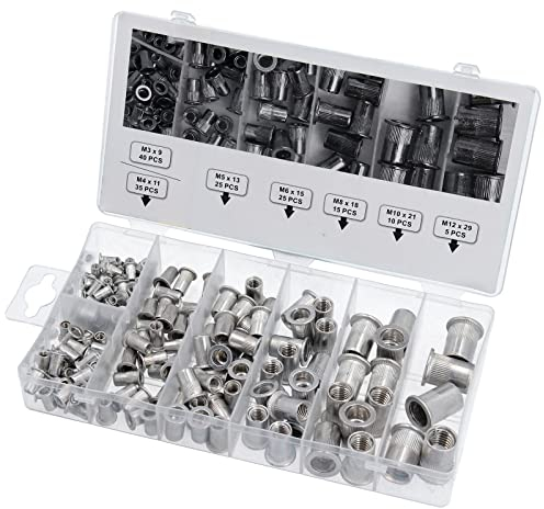 ALU Nietmutter Sortiment Box Blindnietmuttern Satz Einnietmuttern 155-tlg M3-M12