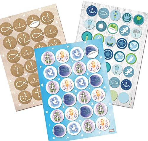 Logbuch-Verlag Sticker Set - 83 Aufkleber mit christlichen Motiven - Geschenkaufkleber Dekosticker Kommunion Taufe Firmung