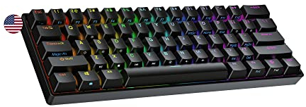 Ranked N60 Nova Mechanische 60 Prozent Tastatur | Hotswap Gaming Keyboard | 61 Programmierbare Tasten mit RGB Beleuchtung | PC/Mac Gamer | US American Layout (Schwarz, Gateron Pro Yellow)