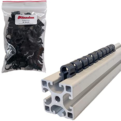 Kabelclips für Aluprofile Nut 10 - Kabelhalter Schwarz - Omega Schelle - Hochwertig und Robust (50 Stück)