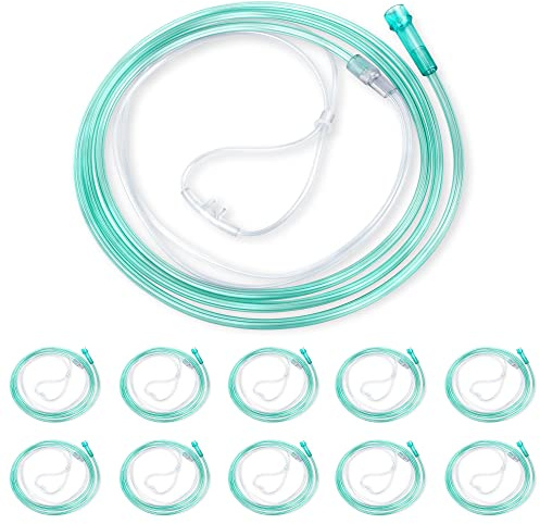 ANSNF Standard Oxygen Nasal Cannula for Adult - 7 ft, Soft Material, Kink Resistant, Lightweight Tubing (10 Pack)