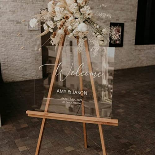 FIONEL Welcome To Our Wedding Boho Chic Wedding Bianco Rustico Segno di Benvenuto, Nome Personalizzato Data Adesivo Decorativo Antico Adesivo, Segno di Benvenuto di Nozze Personalizzato