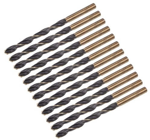 sourcing map 12pcs Jobber Drill Bits 5.5mm (0.217) Black Nitride & Gold Titanium Coated M2 High Speed Steel (HSS) Twist Drill Bits for Stainless Steel Aluminum Alloy Metal