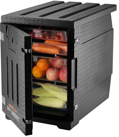 RENYINXL Portador de Alimentos Aislado de 80 Cuartos, Catering, Portador de Cajas de Alimentos con Hebillas Dobles, Calentador de Alimentos de Carga Frontal para Restaurante, Cantina