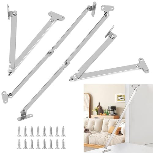 TOOINKCV 4 Piezas Bisagra de Soporte de Tapa Elevación, Bisagra Plegable, Bisagra Abatible Bisagras de Soporte de Tapa de 180 Grados para Puerta de Armario de Cocina Puerta de Gabinete Muebles