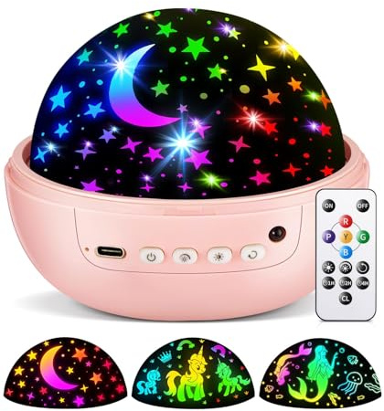 COOLNIGHT Unicorn Gifts for Girls,【93 Modes+Remote】 Sensory Lights, 3 Timer&3 Brightness Kids Night Light Projector,360° Rotate Star Projector,Unicorn Toys Gifts for 4 Year Old Girl,Girls Room Decor
