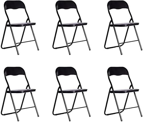 DUPI Silla Plegable de Metal | Acolchada y Cómoda | Uso en Cocina, Oficina, Camping | No Requiere Montaje | para Espacios Pequeños | Sintético | Pack de 6 Unidades | Negro