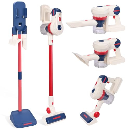 3 En 1 Aspiradora Juguete con 3 Boquillas Intercambiables Y un Soporte de Almacenamiento, Set Limpieza Juguete Cuenta con Luces Y Música Interactivas Y es Apto para Niños a Partir de 3 Años