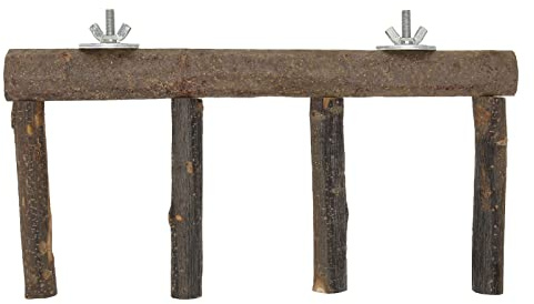 Yctze Perchoir échelle à Oiseaux – Support en Bois à 4 Marches pour Perroquets de Petite et Moyenne Taille – Bois de Pommier Naturel, Facile à Installer, équipement d'escalade Polyvalent (L)