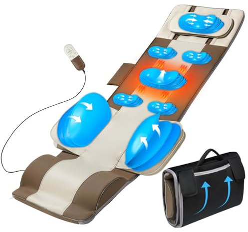 Tapis de massage pour tout le corps, extension du corps 3D et traction lombaire, chauffage du dos, traction vers le haut et vers le bas, extension des virages, gauche et droite, 4 modes, 3 intensités