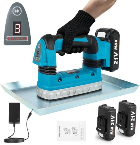 150 W Placa Vibratoria de Hormigon, Vibrador de Hormigon Vibrador Eléctrica, 0-9000 RPM, 6 Velocidades Regulables, Placa Vibratoria Inalámbrica con 2 Baterías, para Mortero de Cemento, Suelos, Paredes