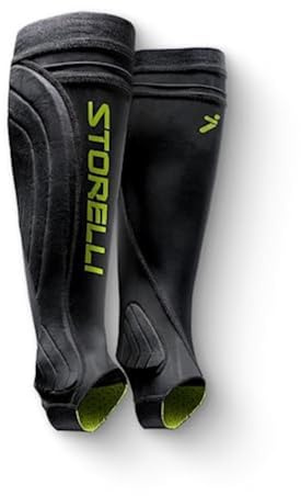 Storelli BodyShield Leg Guards, Premium Compression Shin Guard Sleeves for Soccer Players, Impact Protection, UV-Resistant, Sweat-Wicking, Unisex, 1 Pair, Black, Medium