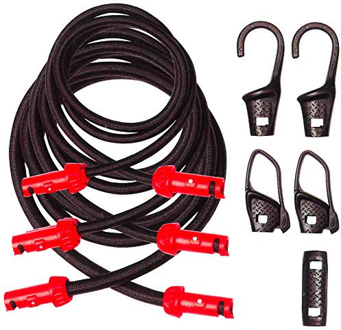 Ring RLS1 BungeeClic Adaptable Load Securing Kit, Black/Red, Set of 8