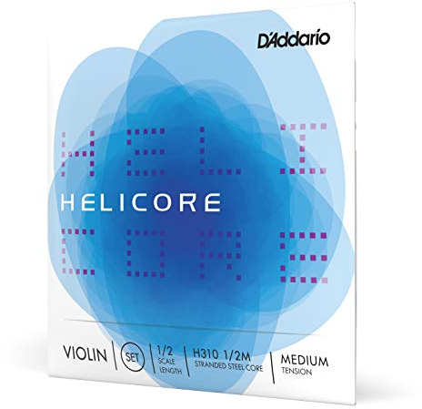 D'Addario Helicore Geigensaiten - Violine Saiten - H310-1/2M Violine Saitensatz mehrfach verdrillter Stahlkern 1/2 Medium