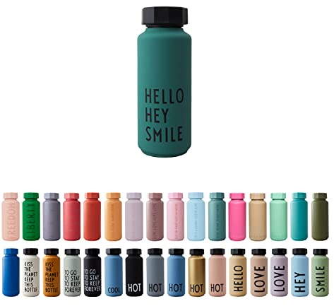 Design Letters Trinkflasche Edelstahl 500 Ml Dunkelgrün | Thermoskanne BPA/BPS frei | Isolierflasche Edelstahl | Trinkflasche Auslaufsicher | Trinkflasches Sport | Thermosflasche 12h heiß 24h kalt