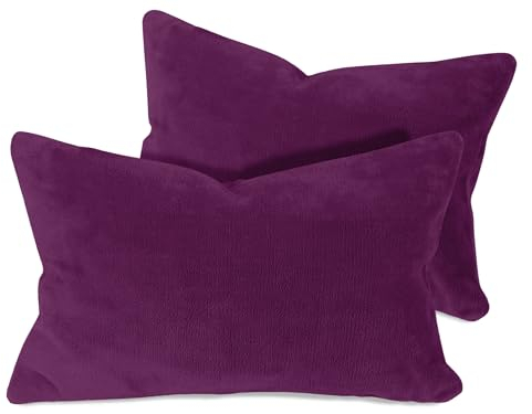 npluseins 2er Pack Kissenhüllen aus Coral-Kuschel-Fleece (2 Stück) 1257.1667, ca. 40 x 60 cm, Beere