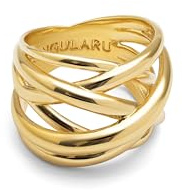 SINGULARU - Anillo Triple Cross - Anillo de Latón con Acabado Baño de Oro de 18 Kt. - Joyas para Mujer - Hecho en España - Varios Acabados y Tallas