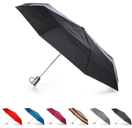 totes Titan Portable Travel Umbrella – Windproof, Waterproof, Strong, Compact Umbrella – Perfect for the Car, Backpack, and On-the-Go