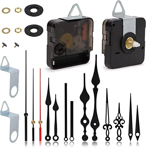 QUOTRE 2 Stück Geräuschloses Uhrwerk Set mit 5 Zeiger-Sets Quarzuhrwerk Uhrlaufwerk mit Hohem Drehmoment-DIY Uhr Reparatursatz Wanduhr Ersatzteile für Clock Ersatzteile Ersatz