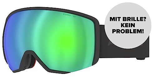 ATOMIC REVENT L STEREO Skibrille - Black - Skibrillen mit Blendschutz - Hochwertig verspiegelte Snowboardbrille - Brille mit Live Fit Rahmen - Skibrille mit Doppelscheibe