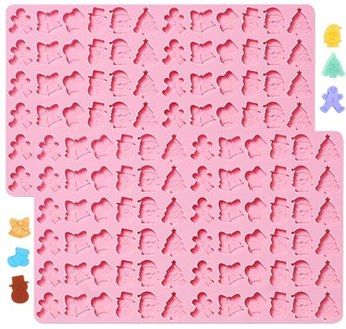 TAIZER 2PCS Silikonform Weihnachten,Schokoladenform Weihnachten Schokoladenformen Silikon Gießform Weihnachten Pralinenform Silikon Silikonformen Weihnachten Weihnachtsbaum Backform Plätzchenform