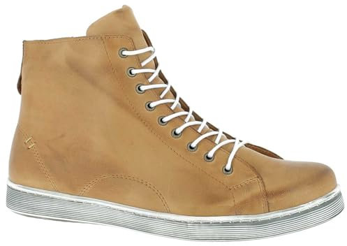 Andrea Conti Damen High Top Sneaker, Cognac/Weiss, 35 EU