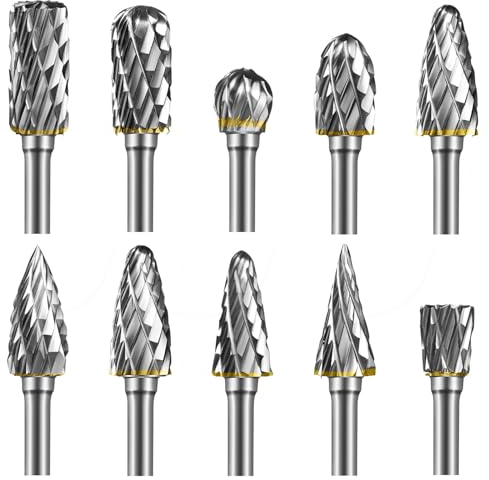 [10 Stück] EASERIA Hartmetall Frässtifte Set, Wolfram Hartmetall Rotationsfräser, Schaftdurchmesser 3mm, für Holzschneiden, Bohren, Metallpolieren
