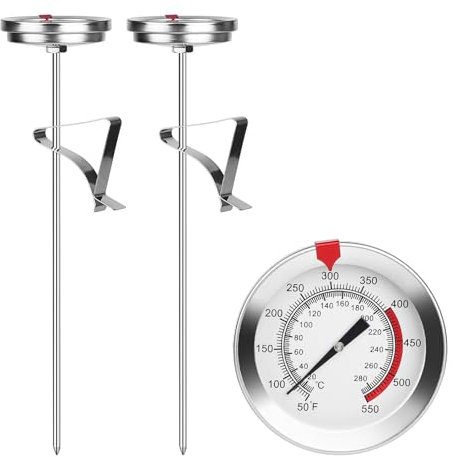 SUPAWAY 2 Termometro da forno Termometro da griglia Termometro per frittura a stelo lungo da con morsetto 20 cm Termometro cucina in acciaio inox 20~280°C Bevande termometro per caffè, latte, schiuma