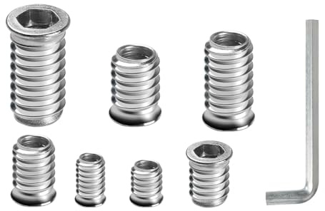 FOMGIIN Tuercas Roscadas Hexagonales Insertos de Madera M6x10mm, 10 Piezas Tuerca Hexagonal, Tuerca de Inserción Cabeza Plana, Tuercas de Insertar Roscados Hexagonal Remaches para Muebles de Madera