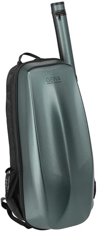 GEWA Space Bag Verde con estuche para arco - Estuche/mochila para violín de 4/4-3/4 - Tapa exterior de policarbonato - Parte trasera ergonómica - Compartimentos para accesorios