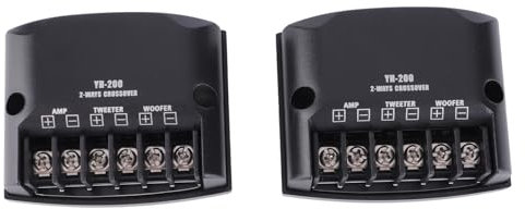 Crossover audio universale a 2 vie per altoparlanti per auto Include condensatori ad alta frequenza, migliora la chiarezza del suono e la risposta dei bassi