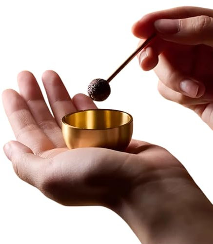 Mini-Klangschalen-Set, herzwärmender Engel-Sound, kleine tibetische Klangschalen-Set mit Schlägel und Kissen, handgefertigt, tragbare Klangschale für Meditation, Stressabbau, Klangheilung,