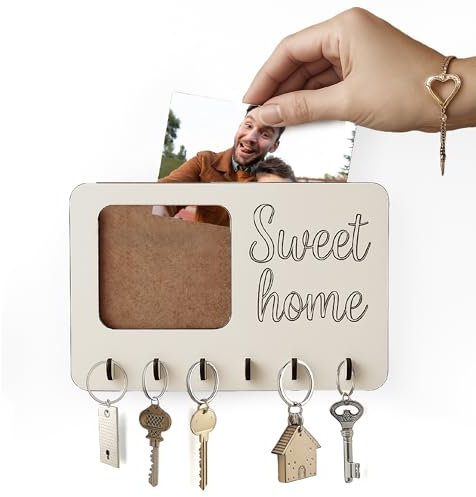 MoniDecor Porte clef Mural avec 6 crochets en Bois Boite a Clef Decorative Boite a Clefs Murale Support Clef Mural porte clef mural bois (Traditionnel)