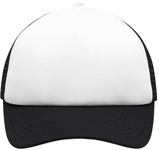noTrash2003 Trucker Mesh Baseball Cap Truckerhat Unisex En storlek och barnmodeller Basecap Baseballkeps 30 färger enfärgad tvåfärgad polyester bomull – barn, Vit/svart – barn, one size