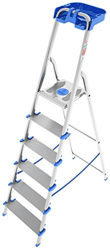 COLOMBO Scala Pieghevole in Alluminio 3/4/5/6/7/8 Gradini – Struttura Robusta con Piattaforma Antiscivolo, Gradini Extra Large da 12cm e Vaschetta Portautensili – Conforme EN131 TÜV-GS – Made in Italy