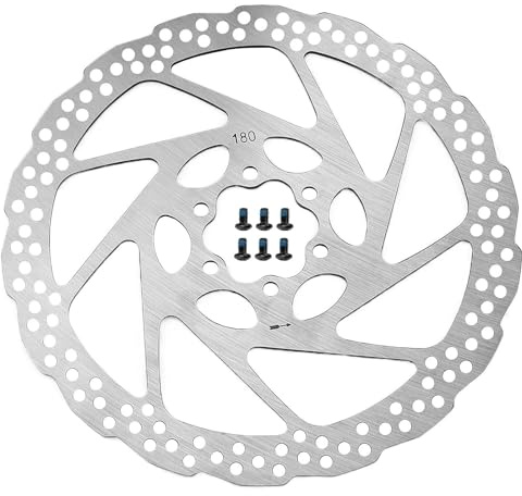 Disco de Freno Bicicleta 180 mm - Acero Inoxidable 1CR13-6 Agujeros (Distancia 44 mm) - Compatible con Frenos de Disco Mecánicos/Hidráulicos - Para MTB, Bicicleta de Montaña y Carretera