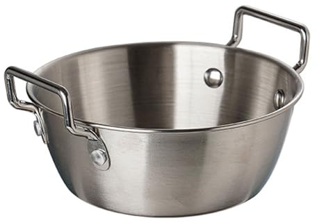 LLINthy Confezione da 4 ciotole in acciaio inox con doppio manico in acciaio inox, ideali per la casa e per eventi all'aperto, casa, cucina, stoviglie