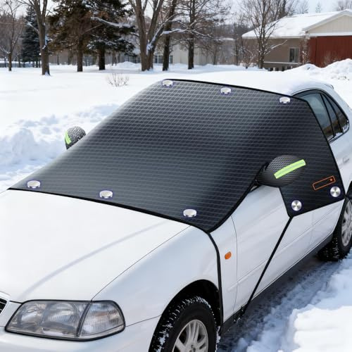 Dhqkqg Copertura Parabrezza Auto, Inverno Telo Parabrezza Antigelo con 10 Magneti, Telo ParabrezZa Antighiaccio con Strisce Riflettenti, per La Maggior Parte dei Veicoli, per Antigelo, Neve e Sole