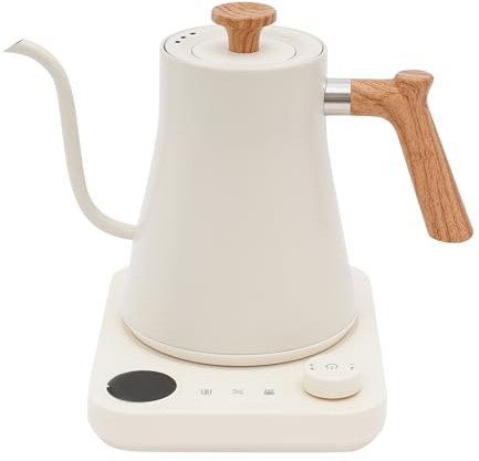 CeRaBuRET Gooseneck Electric Kettle, ±1℉ Temperature Control, Stainless Steel Inner, Quick Heating, Keep Warm Function & LED Display, for Pour Over Coffee, Brew Tea, Boil Hot Water, 0.9L (White)