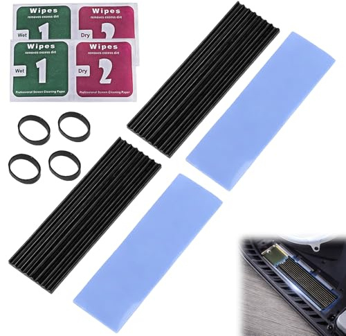 2PCS M.2 Heatsink for 2280 NVMe SSD, Aluminum Heat Sink (22x70x3mm) with Thermal Silicone Pad, NVMe Heatsink, Passive Cooling Fin Kit for PC/PS5 Slim Internal Solid State Drive, Anti-Overheating