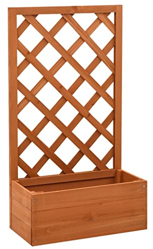 QJBSAVVA Traliccio da giardino con fioriera, fioriera con traliccio in legno di abete massiccio, traliccio per piante rampicanti, fioriera per esterni, per giardino, balcone, terrazza, 50 x 25 x 90 cm