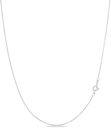 KEZEF 925 Sterling Silver 1mm Box Chain Necklace for Women, Thin & Sturdy Italian Chain, 15 Inch (Choker)